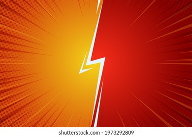 Seprated By Flash On One Side Orange Gradient With Red Lines On It And On Other Side Red Gradient  With Orange Lines On It Its Comic Style And Can Be Used As Youtube   Thumbnail  Background