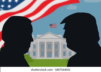 September 02, 2020 - Character Illustration of Joe Biden facing Donald Trump. Illustrating the 2020 US presidential election.