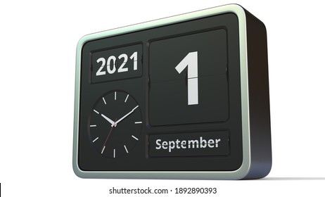 September 1 Date On The Flip Clock Calendar,  Animation 3D Rendering