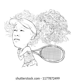 September 12, 2018 Caricature Of Naomi Osaka Japan An Female Tennis Player.