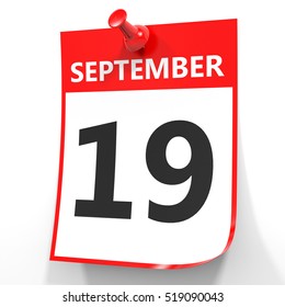 September 19 Calendar On White Background Stock Illustration 519090043 ...