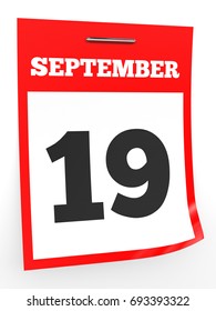 September 19 Calendar On White Background Stock Illustration 693393322