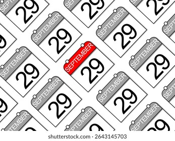 September 29. Seamless pattern background of simple classic daily calendars.