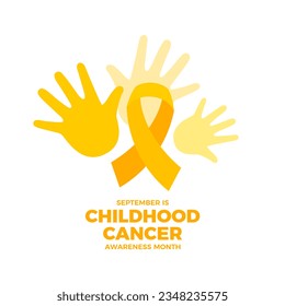 September is Childhood Cancer Awareness Month illustration. Yellow awareness ribbon and child hands silhouette icon isolated on a white background. Important day - Powered by Shutterstock