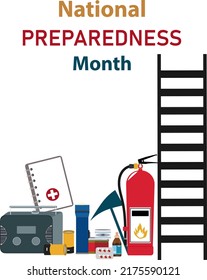 September Is National Preparedness Month, Vector Illustration With Emergency Plan Icons. Template For Banner, Poster, Background, Card, Poster.