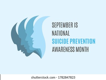 September Is National Suicide Awareness Month Illustration. Man Face With Depression Illustration. People With Depression Icon. Sadness Abstract Illustration. Mental Health Icon