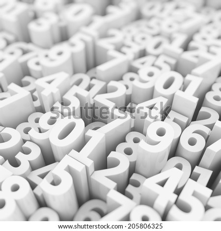 Sequence of extruded digits with shallow depth of field