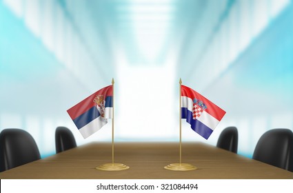 Serbia And Croatia Relations And Trade Deal Talks 3D Rendering