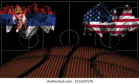 Serbia Vs USA Basketball, Smoke Flag, Sport Game