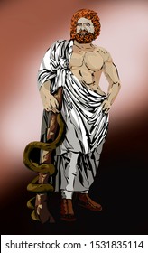 From A Series Of Ancient Gods. Asclepius, In Ancient Greek Mythology, Is The God Of Doctors And Medical Art, The Son Of The God Apollo.