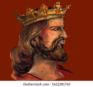 A Series Of Kings Of France. Dagobert I - King Of The Franks In The Years 629-639 From The Merovingian Dynasty.