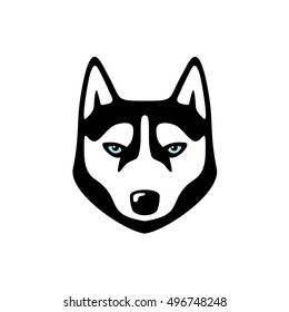 Serious Husky Dog Head Logo. Animal Icon.