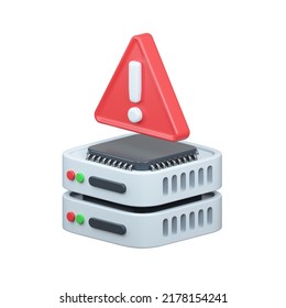 Server Alert 3d Rendering Icon. Isolated On White.