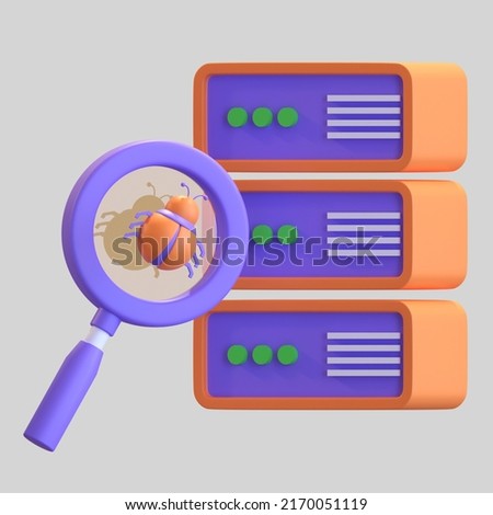 server bug found icon 3d illustration