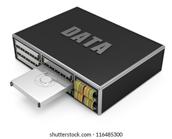 Server with Hard Drive Disk isolated on white background