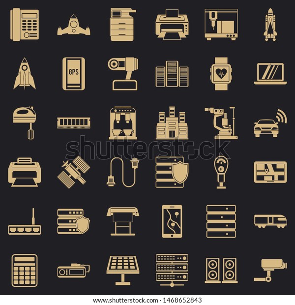 Server icons set. Simple style of 36 server icons\
for web for any\
design