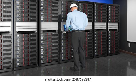 A Server Rack with System Administrator.
