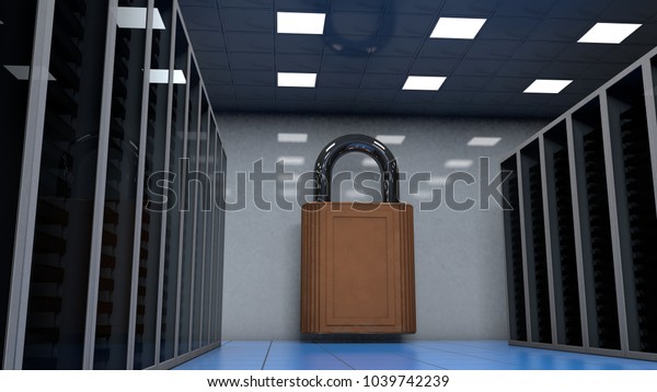 Server Room Server Safety Lock Wall Stock Illustration