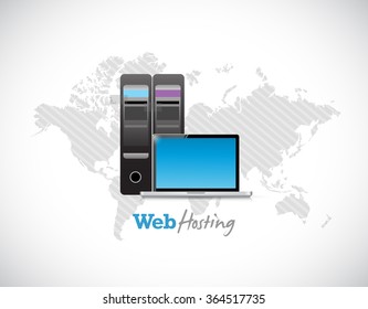 servers and computers around the globe. illustration design graphic