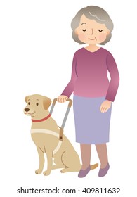 Service Dog And Visually Impaired Senior Woman