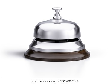Service, hotel concept. Silver reception bell isolated on white background - 3d illustration