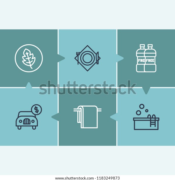 Service\
icon set and restaurant with pool, car rent and big towels. Drink\
related service icon  for web UI logo\
design.