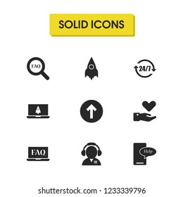 Service Icons Set With Rocket, Care And Reset 24/7 Elements. Set Of Service Icons And Refresh Concept. Editable  Elements For Logo App UI Design.