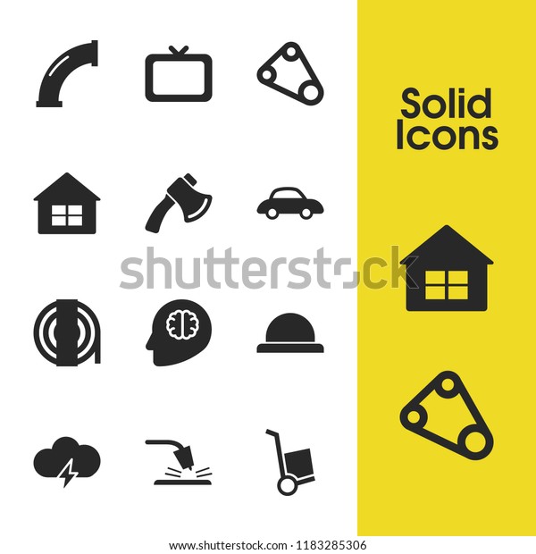 Service icons set with trolley, weld and belt\
elements. Set of service icons and cart concept. Editable  elements\
for logo app UI\
design.