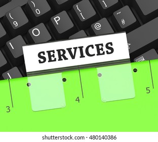 Services File On Keyboard Represents Help And Support 3d Rendering