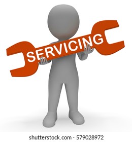 Servicing Character with Spanner Means Support Assistance 3d Rendering
