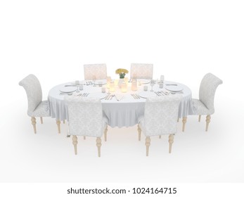 serving a dining table. 3d illustration