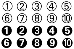 Set Of 1 To 10 Numbers In Black And White Colour 