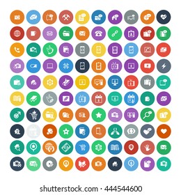 Set of 100 Universal Icons. Simple Flat Style. Business, internet, web design.