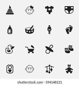 Set 16 Editable Child Icons Includes Stock Illustration 594148121 ...