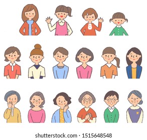 Set Of 16 Women Of Different Ages