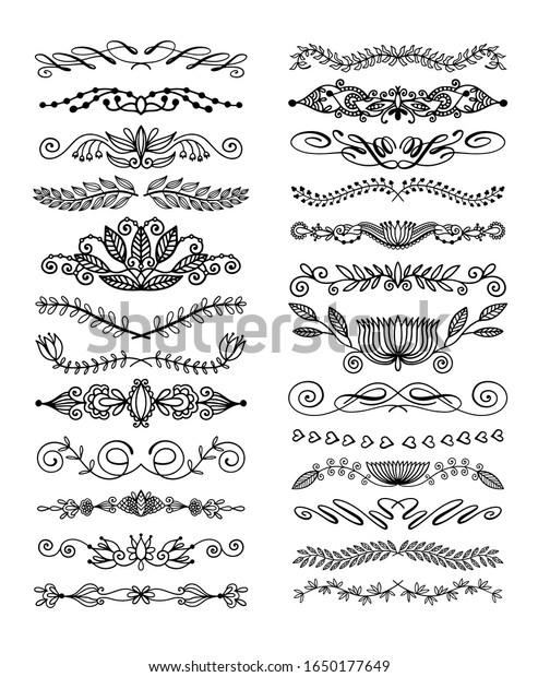 set of 25 doodle sketch drawing divider,\
wedding card design element or page decoration, raster version\
illustration\
illustration