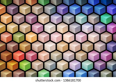 Set of 3d colored cubes. Background.