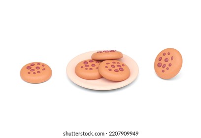 Set 3D Cookie. 3D Illustration