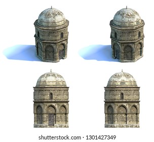 Set of 3d-renders of old mosque