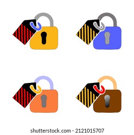 Set 4 Flat Illustrations Lockout Tagout Stock Illustration 2121015707