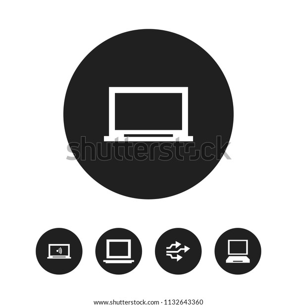 Set of 5 editable computer icons.\
Includes symbols such as display, usb, laptop and more. Can be used\
for web, mobile, UI and infographic\
design.