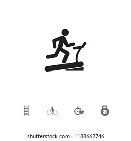 Set Of 5 Editable Training Icons. Includes Symbols Such As Heavy, Man On Treadmill, Stopwatch And More. Can Be Used For Web, Mobile, UI And Infographic Design.