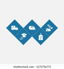 Set Of 5 Harvesting Icons Set. Collection Of Vacuum Cleaner, Delivery, Dry Cleaning And Other Elements.