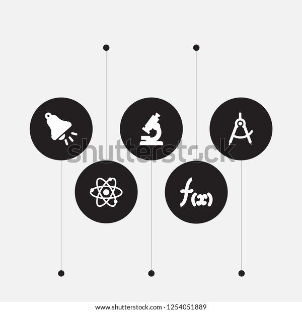 Set of 5\
knowledge icons set. Collection of dividers measurement,\
microscope, physics and other\
elements.