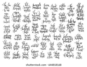 set of 50 handwritten lettering positive quote about summer time, calligraphy raster version illustration collection - Powered by Shutterstock