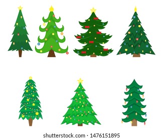 Set 7 Christmas Trees Decoration Flat Stock Illustration 1476151895 ...