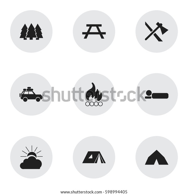 Set Of 9 Editable Trip Icons.\
Includes Symbols Such As Sunrise, Voyage Car, Blaze And More. Can\
Be Used For Web, Mobile, UI And Infographic\
Design.