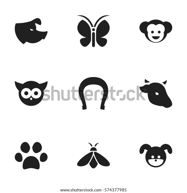 Set 9 Editable Zoo Icons Includes Stock Illustration 574377985