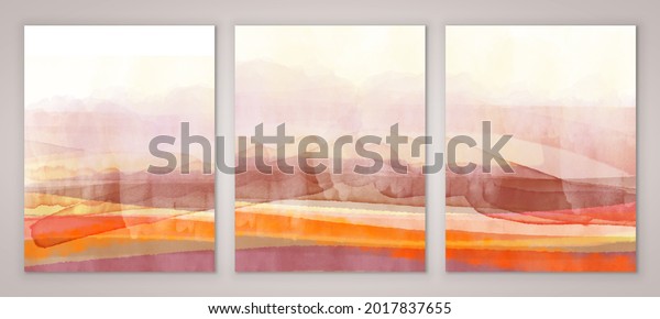 Ilustrasi Stok Set Abstract Earth Tone Watercolor Backgrounds 2017837655