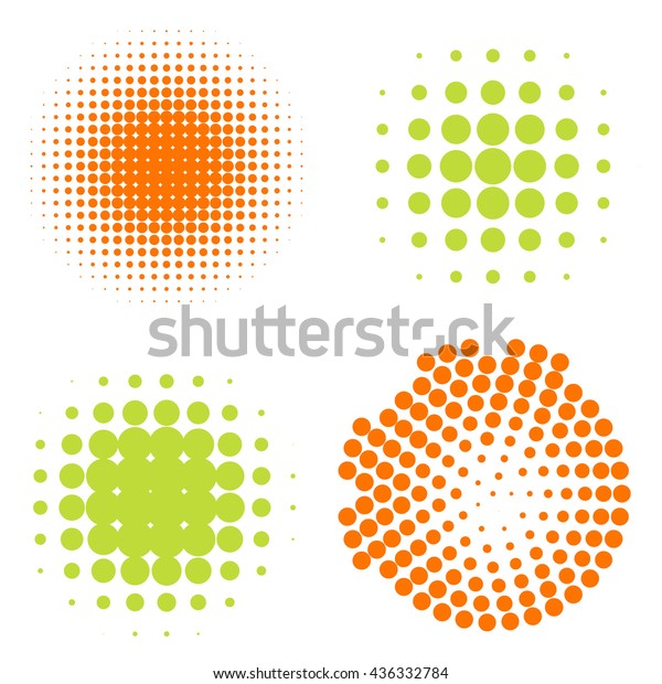 Set of\
Abstract Halftone Circles Logo\
illustration
